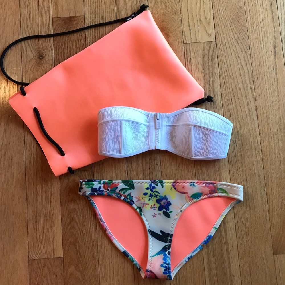 Authentic Triangl White Bandeau/Floral Bottom